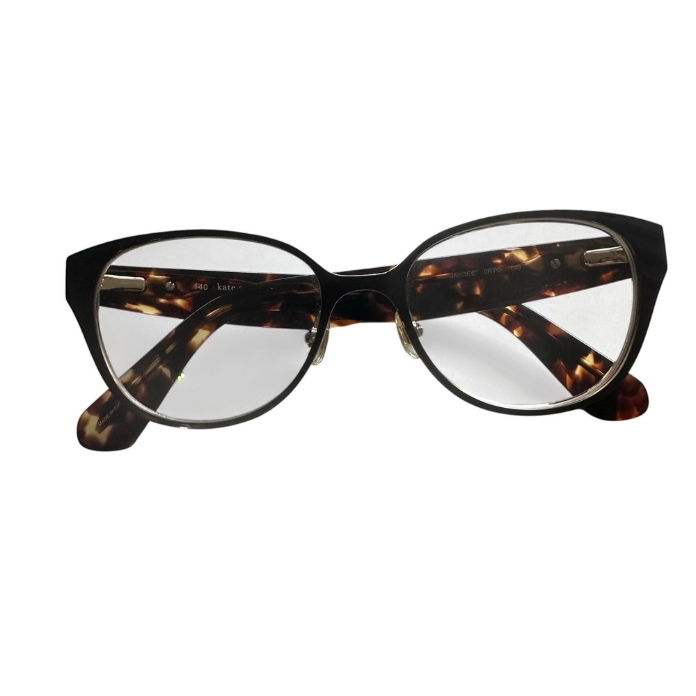 Kate Spade Eyeglasses Cats Eye Black Metal Gold Leopard Temples Jaydee 51 16 140